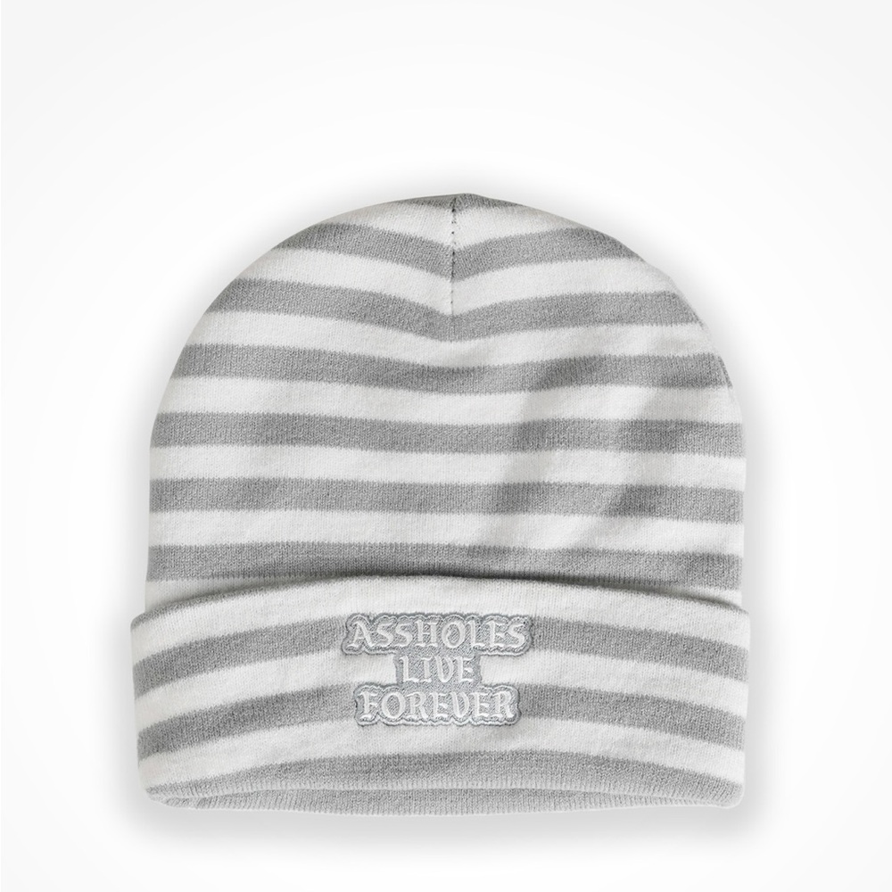 ALF Light Grey and White Stripe Beanie